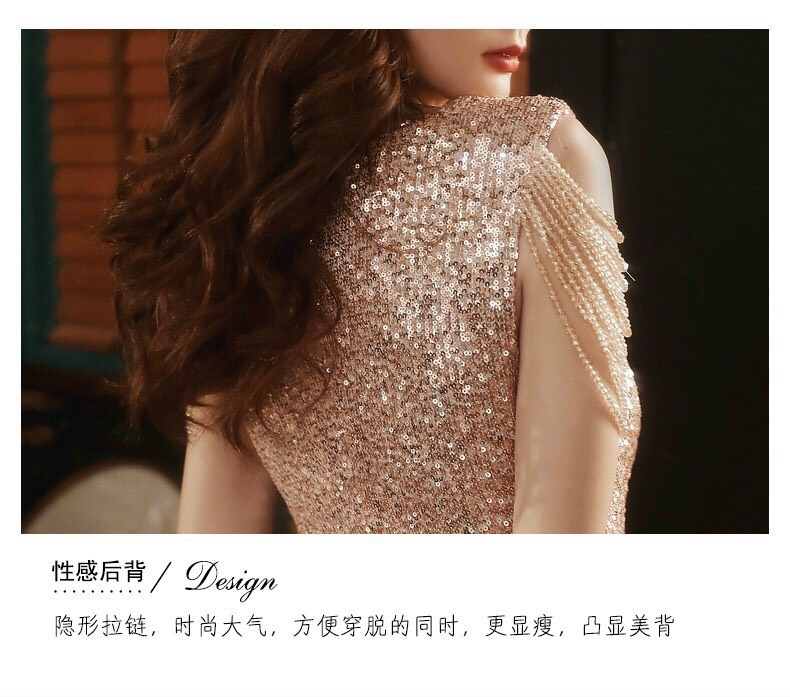 Đầm Dạ Hội Kim Sa Tay Hạt - HN946